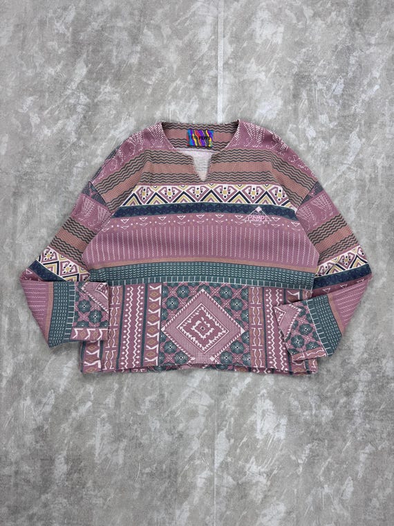 Thio Peppe Aztec pattern stripes pullover split n… - image 2