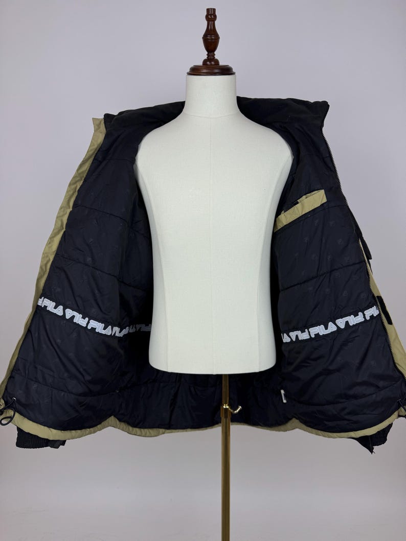 Chaqueta FILA SKI vintage, ropa deportiva oversize, chaqueta de rap negra de invierno, estilo snowboard, talla 2XL imagen 6