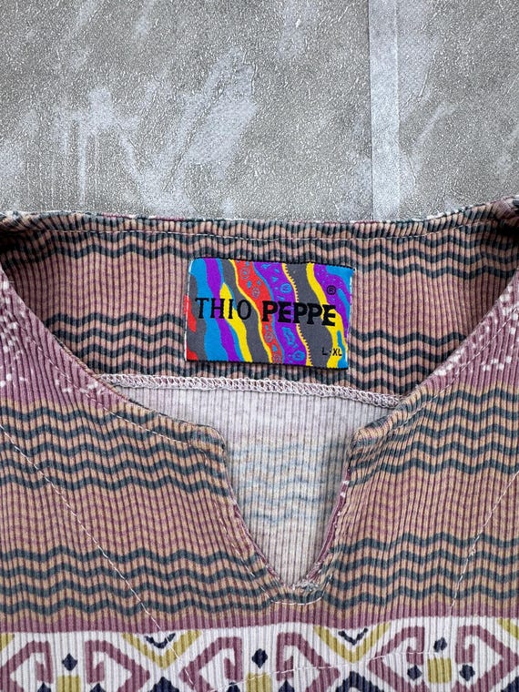Thio Peppe Aztec pattern stripes pullover split n… - image 3