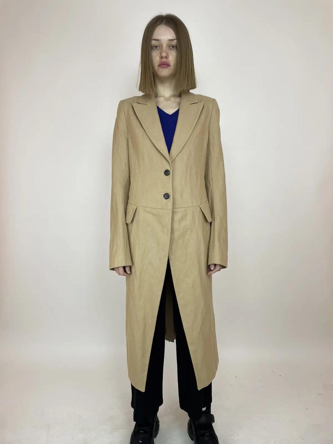 ANN DEMEULEMEESTER Wool Trench Coat Archive Clothing Avant Garde