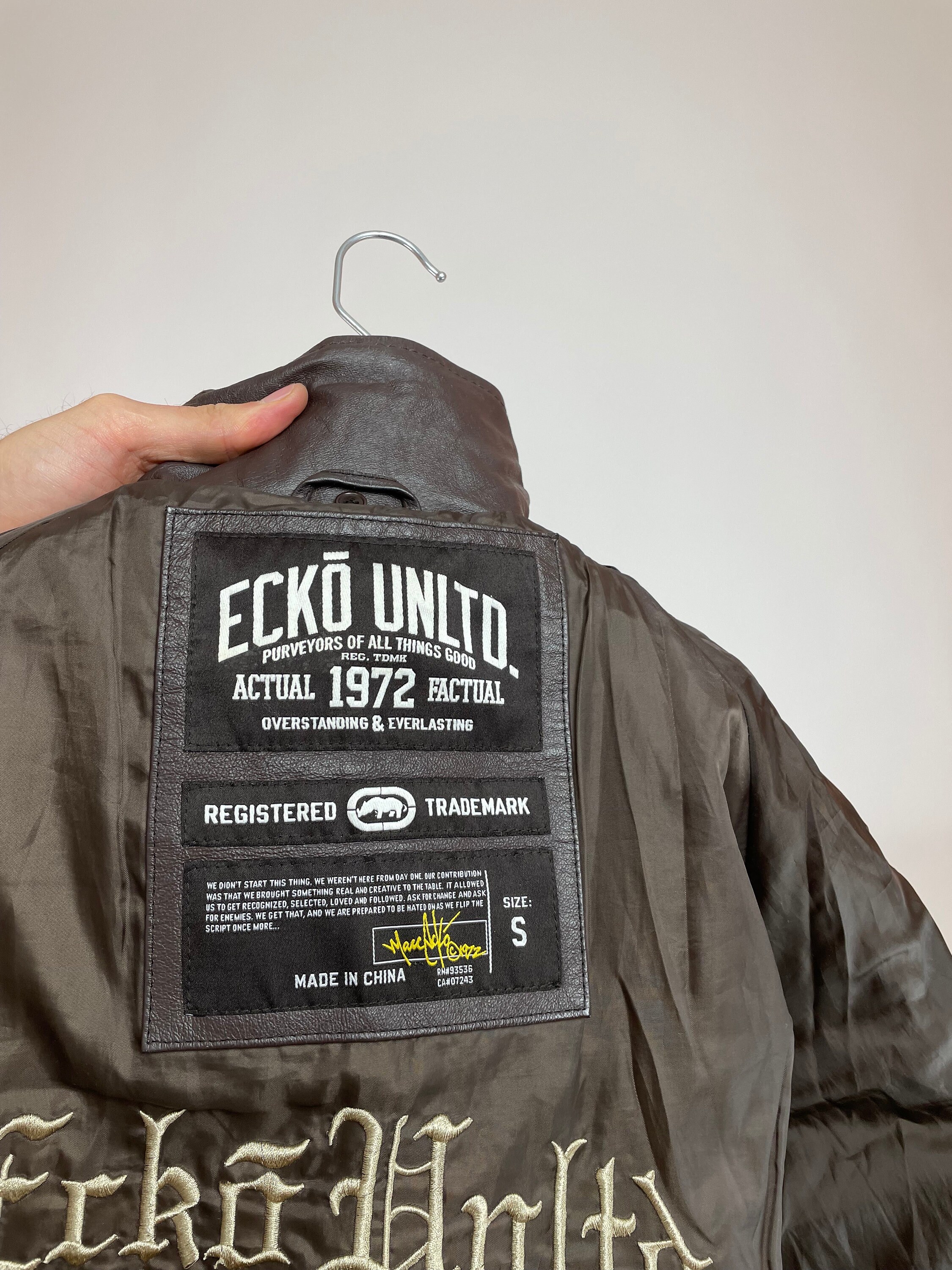 Vintage ECKO UNLTD Leather Jacket Mens Size S - Etsy