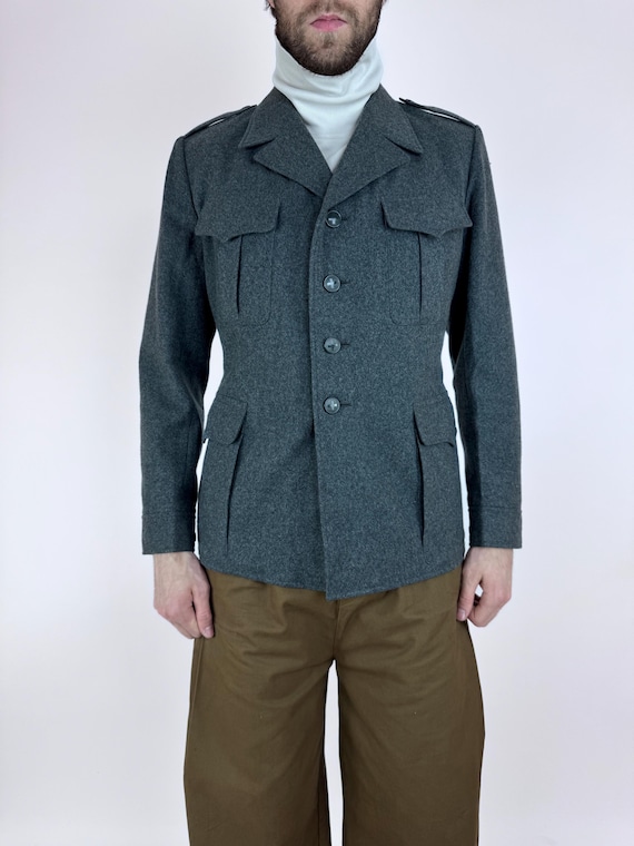 Swiss Army Wool Field Jacket Coat 1964 Switzerland Military Green