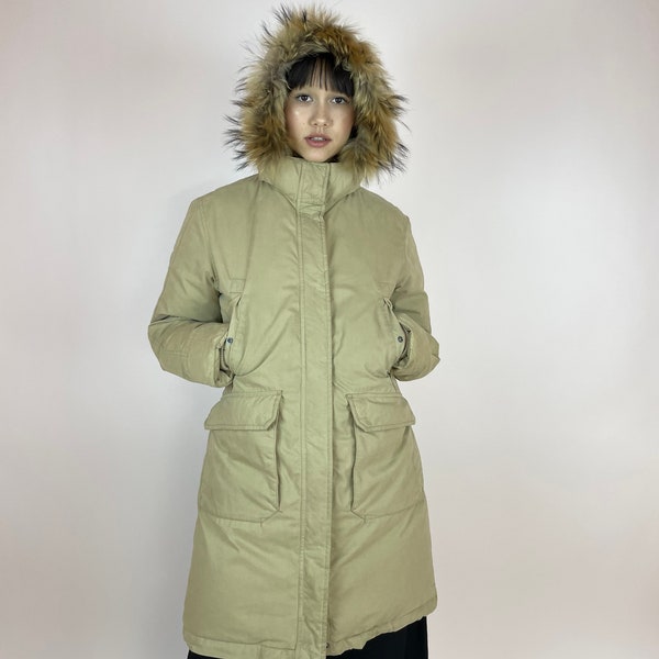 AIGLE Down Parka Veste longue d'hiver beige Taille femme 38