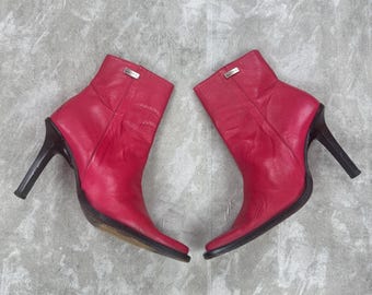 Botines de tacón alto de piel Paulo Brandao, estilo vanguardista, talla 36 para mujer.