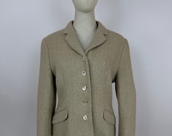 Chaqueta tipo blazer de punto de mezcla de lana Jaeger, talla UK10 para mujer, estilo preppy clásico.