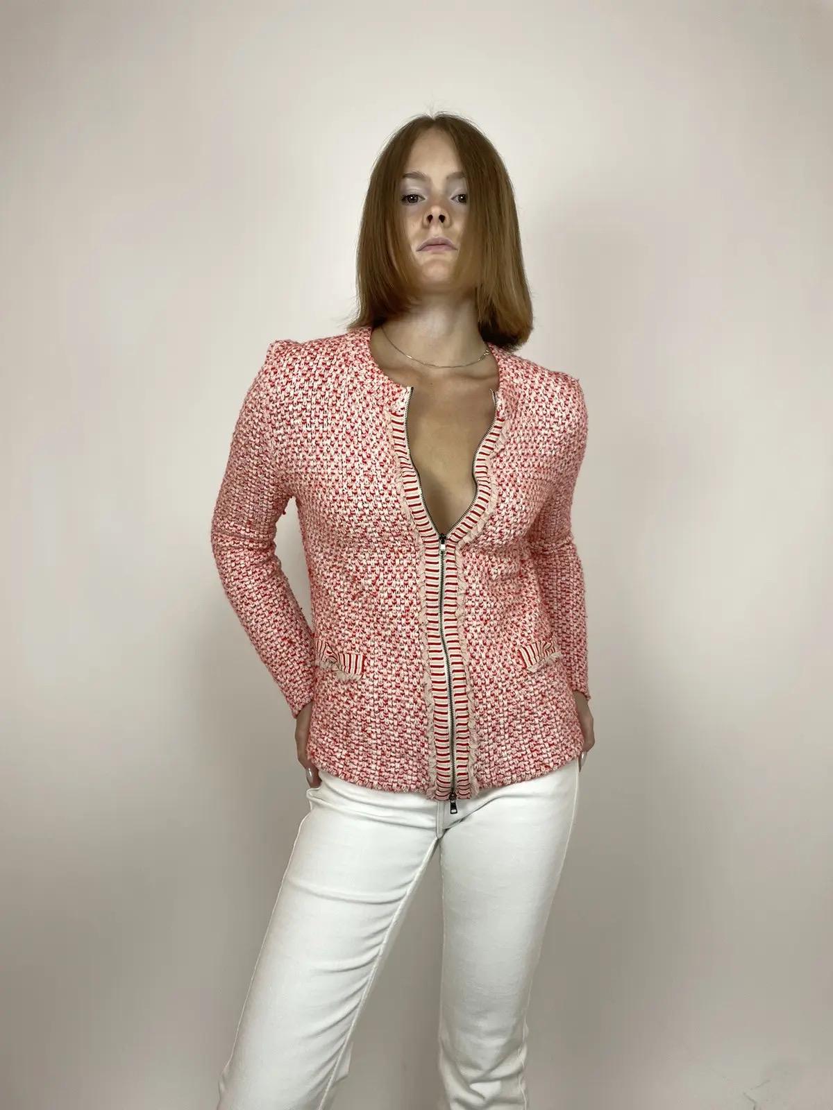 Veste en tweed à galon effet jean Cindya - WEILL - ROSE CLAIR - Bongénie