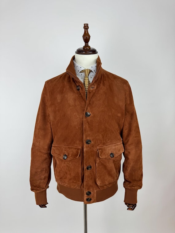 DISTINCTION MCGREGOR Suede Sports Bomber Leather Jacket Mens Size