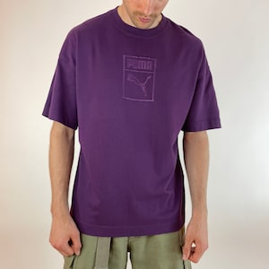 PUMA big logo retro style 2018s collections oversized purple T-shirt size L