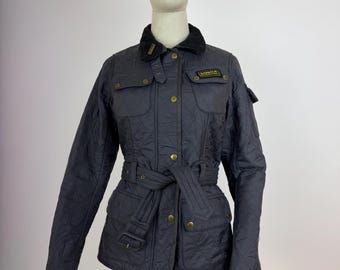 Barbour International Polarquilt Quilted belted Jacket Women Size 8 Preppy Style