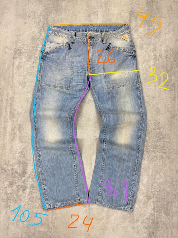 REPLAY Vintage Jeans Y2K Avant Garde Fatigues Denim Pants Mens