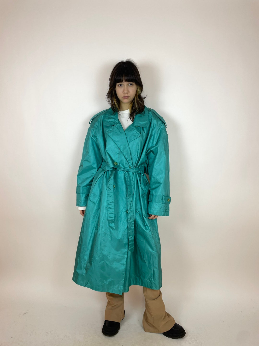 MAGGIE LAWRENCE Vintage Blue Trench Coat Womens Size Large Etsy