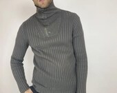 ZARA MAN Vintage Mens Military purple label ribbed sweater avant garde size L