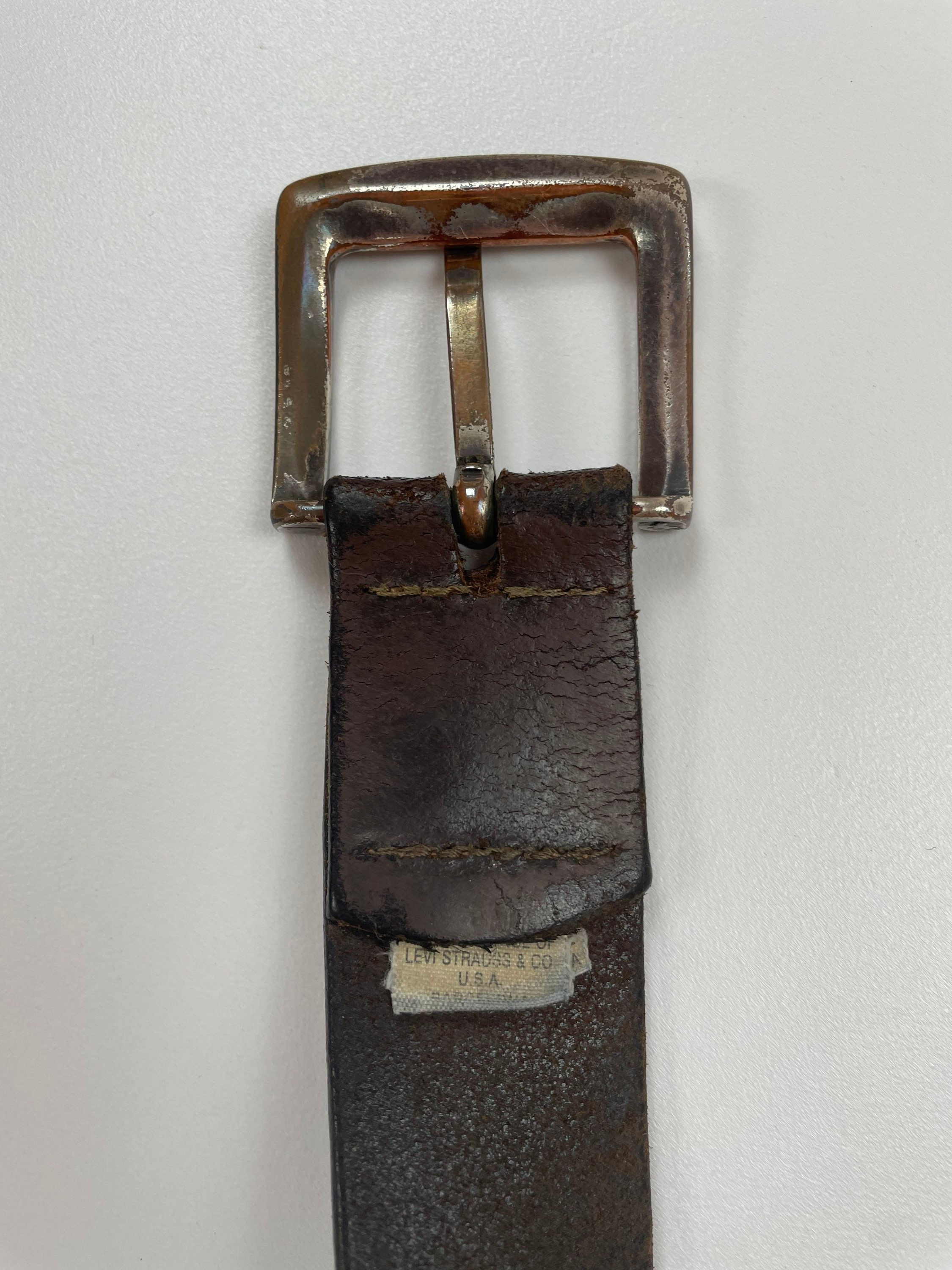 Levis Vintage Made in USA Leather Belt Size 90/36 - Etsy display picture 1