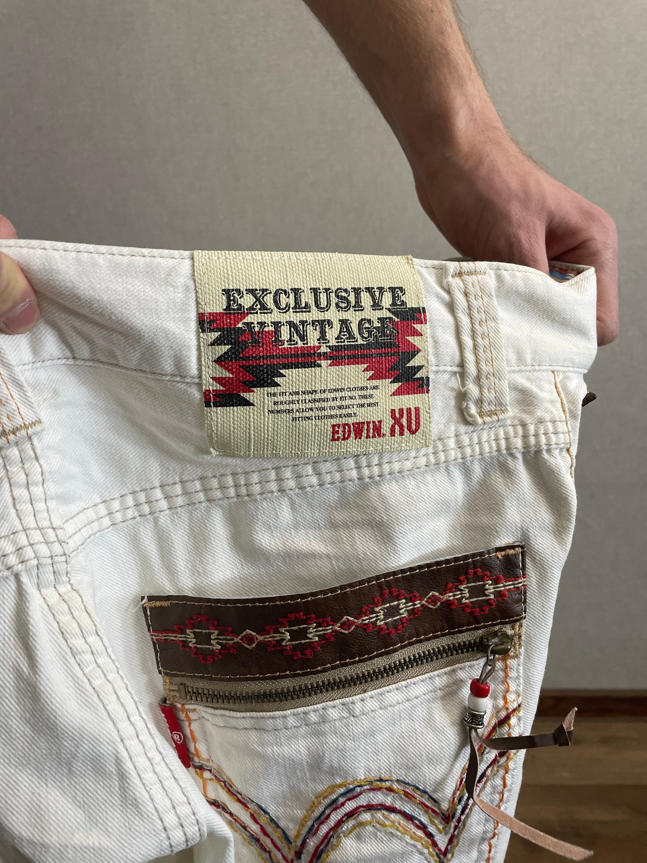 Edwin XU Exclusive Vintage White Denim Shorts Size 32 - Etsy
