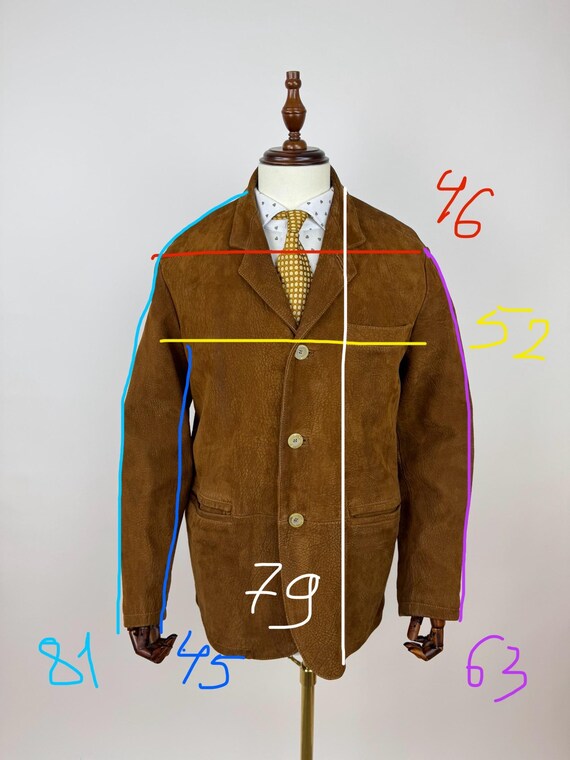 Marlboro Classics Leather Blazer Jacket Vintage Brown Overcoat