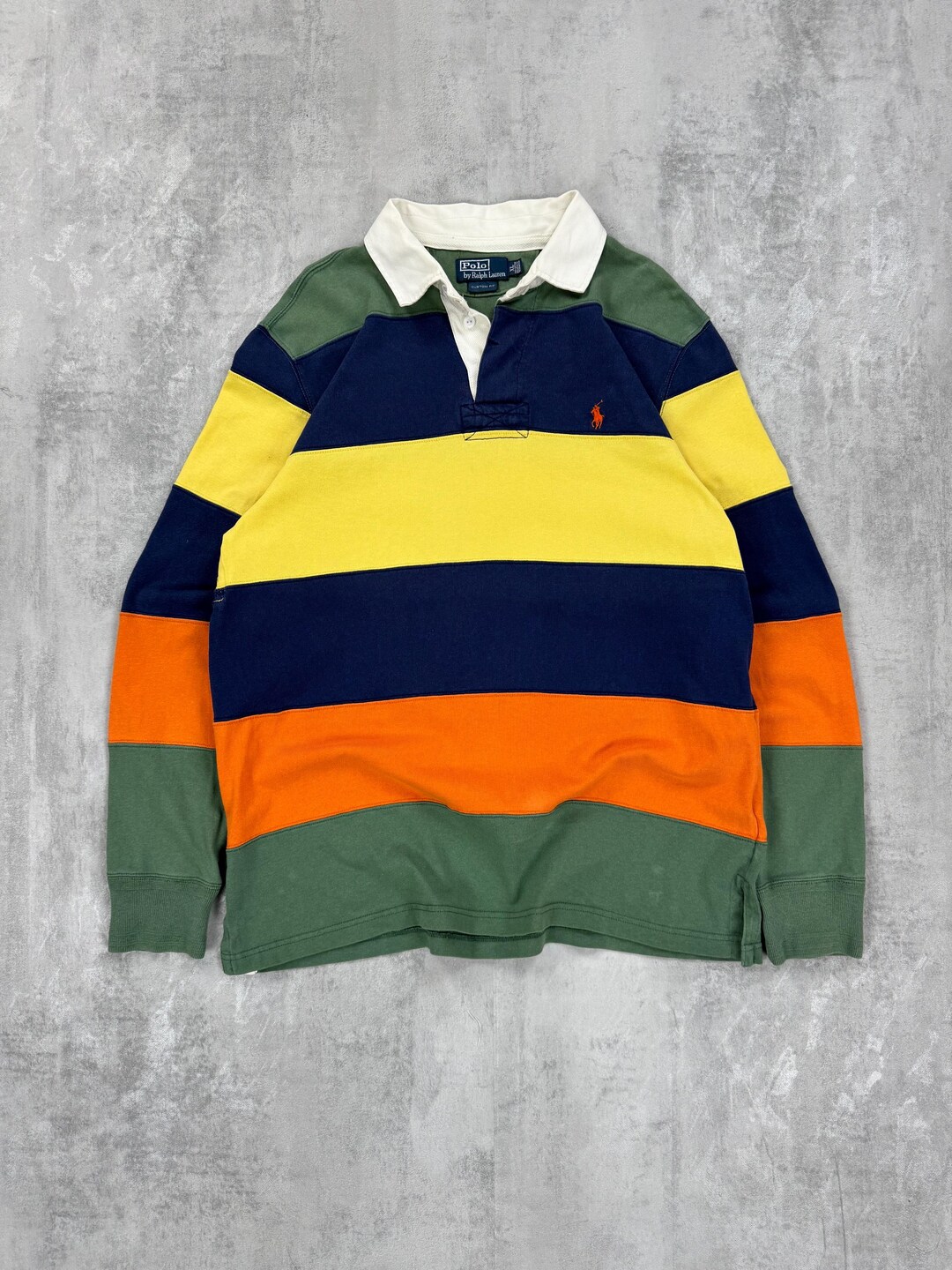 Polo Ralph Lauren Vintage Rugby Polo Long Sleeve Rare Multicolor Mens ...
