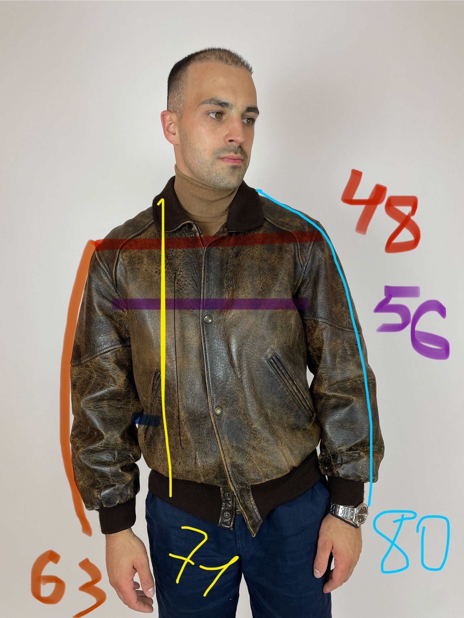 CHEVIGNON Leather Jacket Vintage World Travel Mens Size CHEVIGNON Leather Jacket Vintage World Travel Mens Size