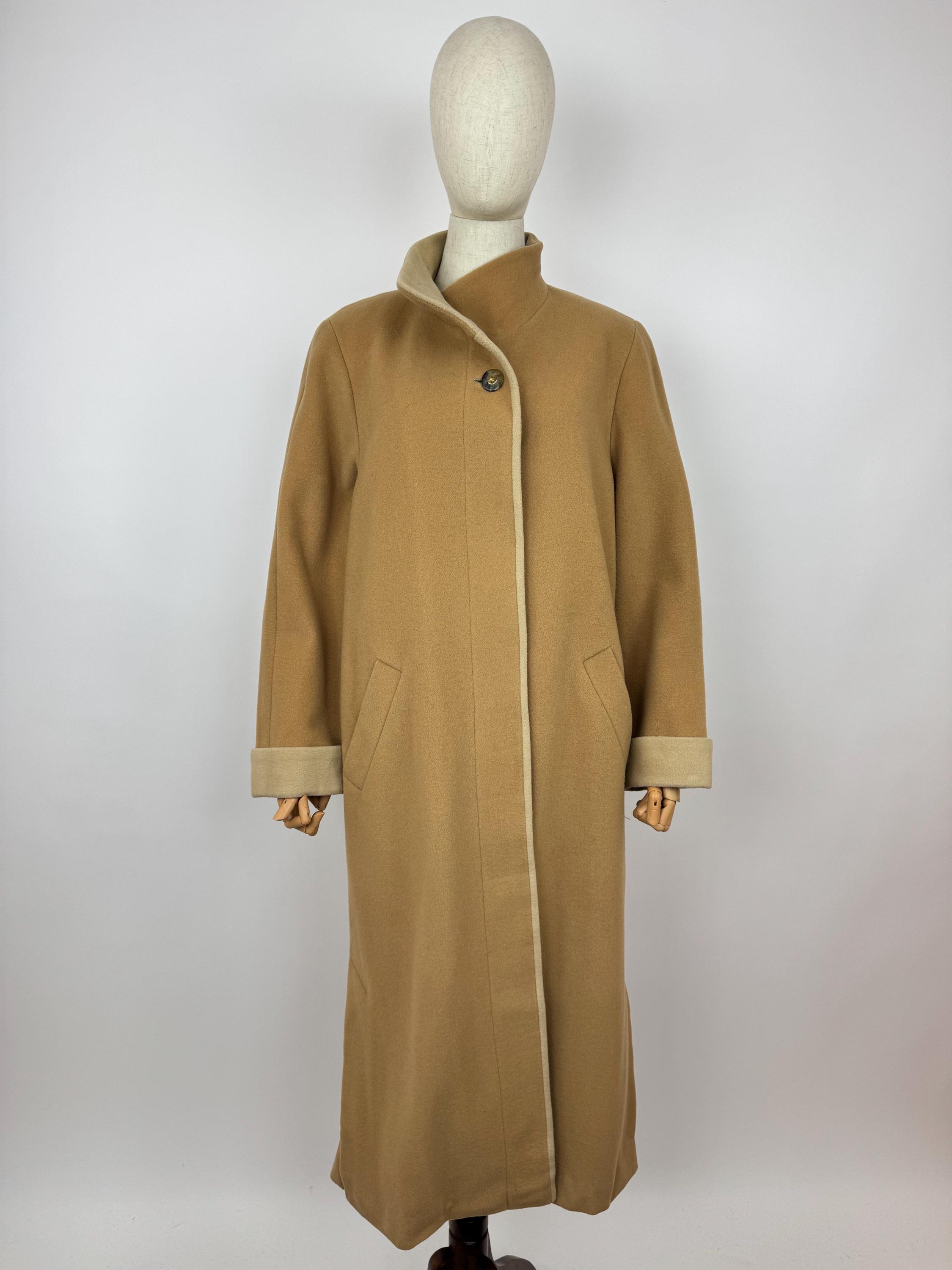 Delmod Wool Blend Coat Vintage Merino Velor Beige Peacoat Womens