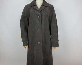 Alcantara vintage winter microfibre trench coat with wool lining Womens size 42 preppy style classics old money
