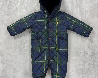 Ciepły kombinezon dziecięcy Ralph Lauren 3M Sweter dziecięcy w kratę Uroczy