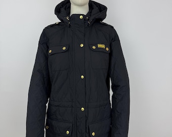 Barbour International B. intl Enduro quilt hooded jacket coat Women’s size EUR42 UK16