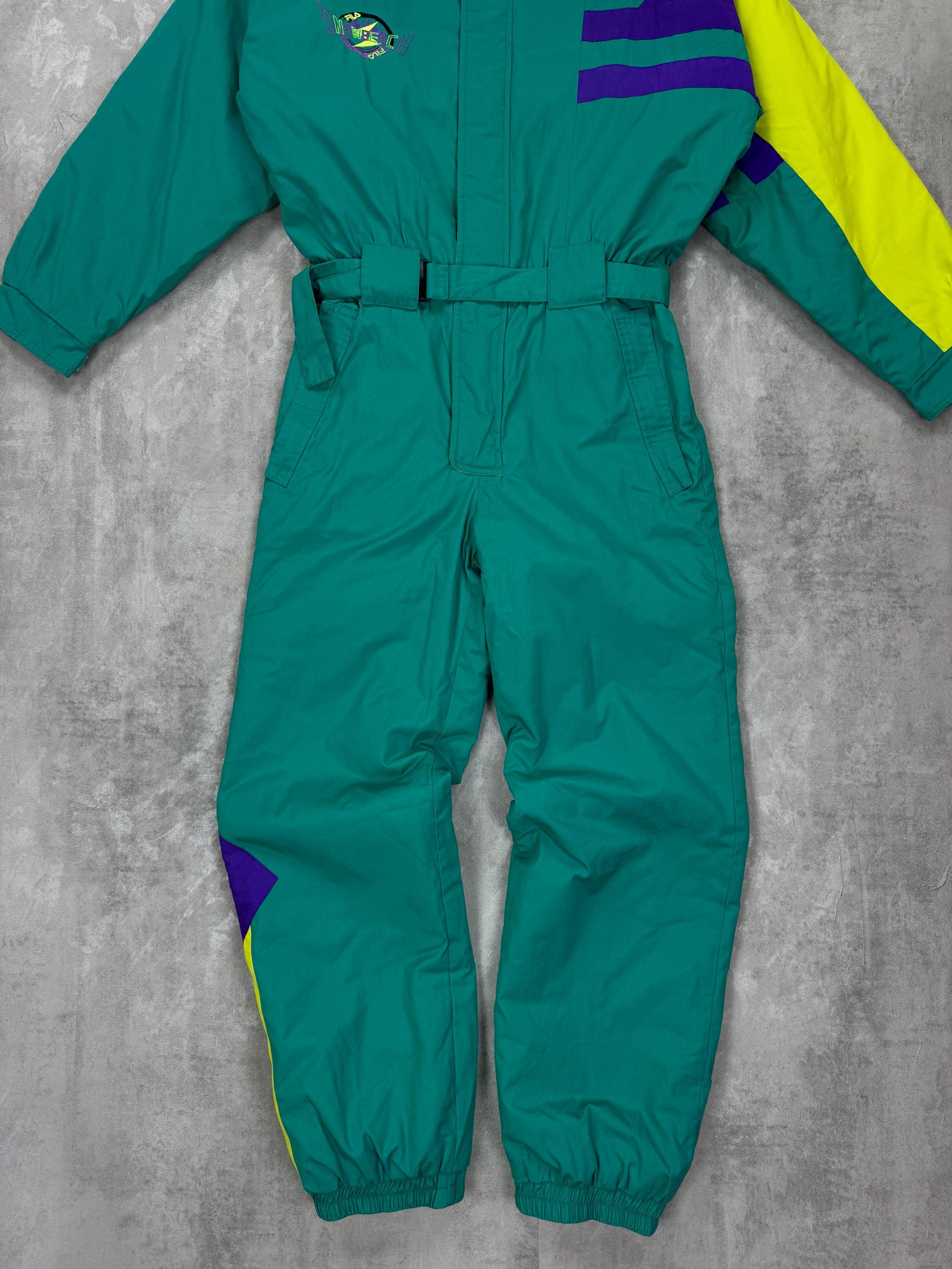 VINTAGE SKI Suit Multicolor FILA Snowbeach Retro Jumpsuit 90s Mens