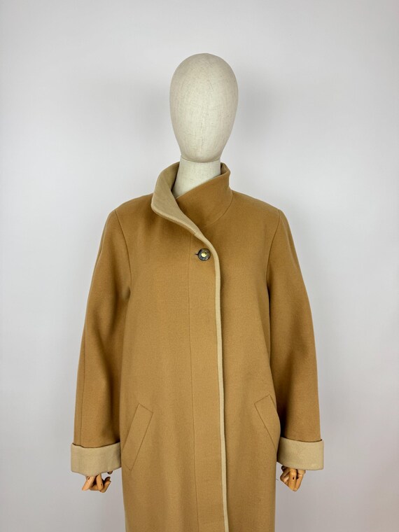 Delmod Wool Blend Coat Vintage Merino Velor Beige Peacoat Womens