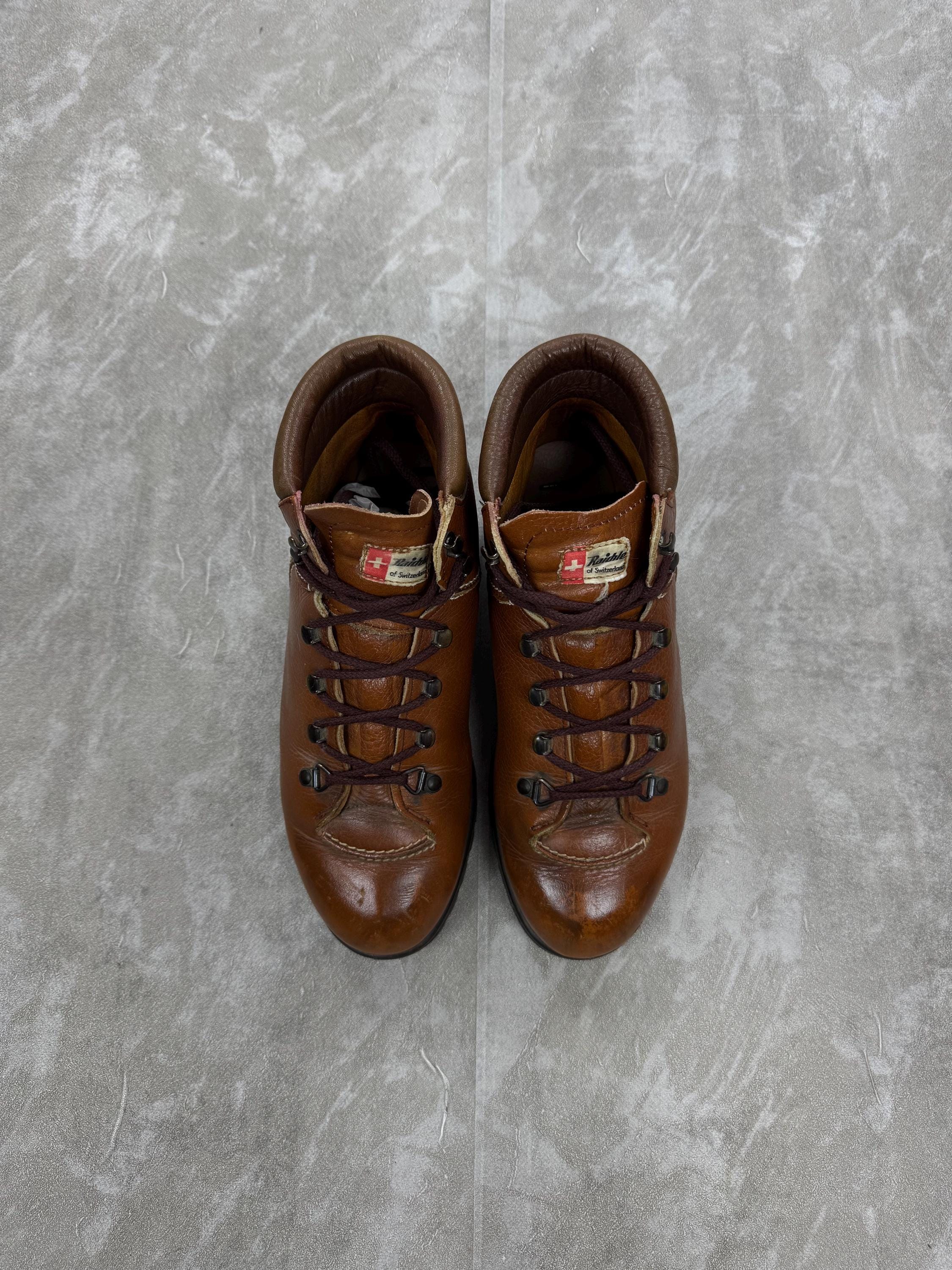 KICHENRAICHLE ブーツ　アメカジ　ビンテージ⁉︎ 42 スイス製 Raichle Vintage Brown Leather Hiking / Mountaineering Boots