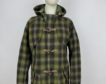 Aigle plaid wool jacket Womens duffle coat checkered Hooded JKT Outdoor mountain heritage size 42