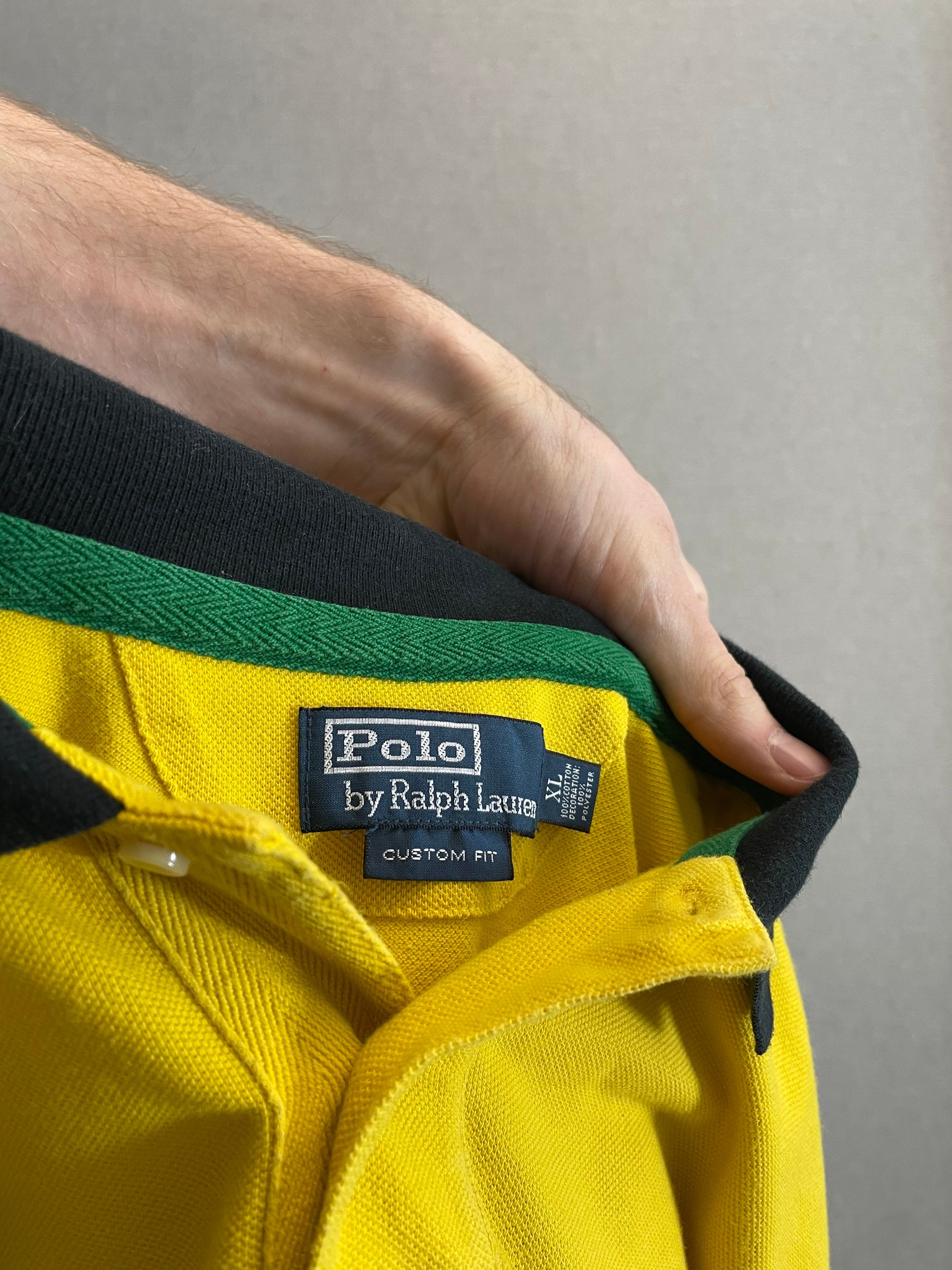Polo Ralph Lauren Brazil Pony Shirt Custom Slim Fit Yellow Green