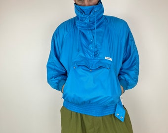 Vintage 90s Columbia Anorak Pullover Jacket Red Hooded Kangaroo