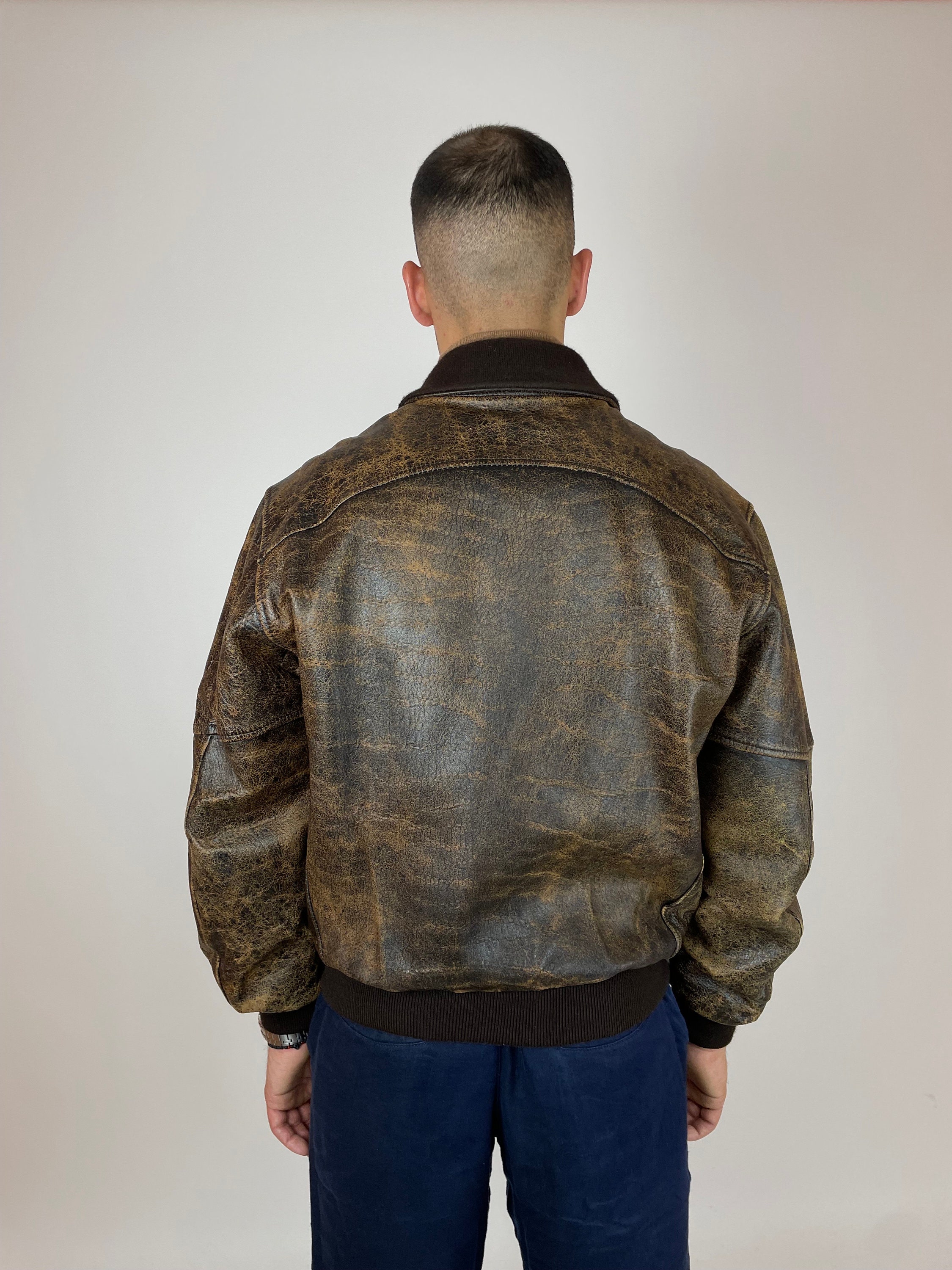 📌CHEVIGNON Vintage Aviator Leather Bomber Jacket*61St