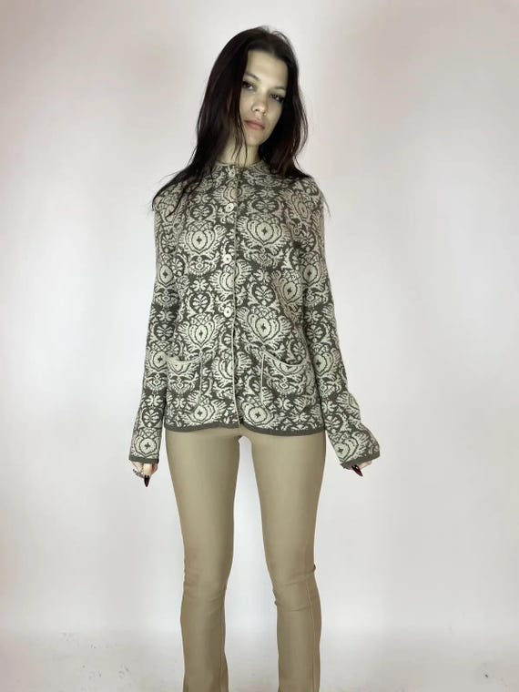 STANFIELD Wool Cardigan Womens cozy avant garde style size Large