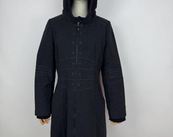 Cop Copine wool coat Womens gray full zip hooded coat Womens size 40