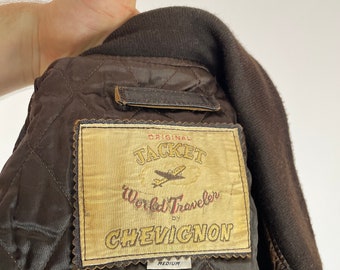 CHEVIGNON Leather Jacket Vintage World Travel Mens Size Medium