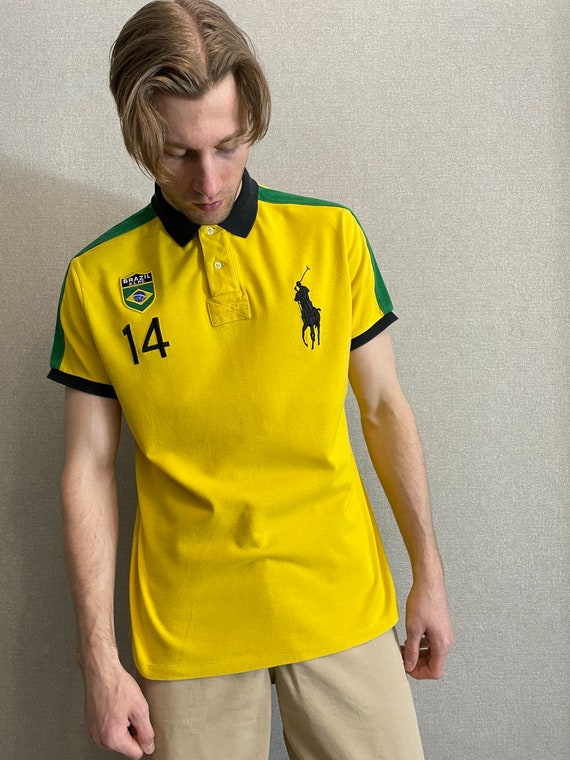 POLO by Ralph Laurent Big Pony Vintage BRAZIL Yellow Polo T-shirt