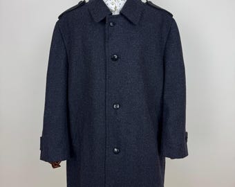 Stafford Ellison Grey Tweed Wool Coat Below Knee Length Large Size 