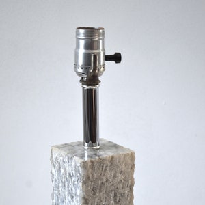 Vintage Modernist White Carrara Marble Table Lamp with Carved Surface, in the manner of Walter Von Nessen image 2