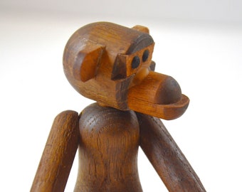 Vintage Danish Modern Articulated 5" Teak Monkey, in the style of Kay Bojesen