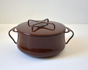 Vintage Brown Dansk Kobenstyle 2 Quart Pot with Lid, Designed by Jens Quistgaard, Excellent