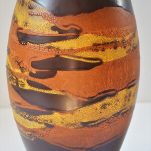 Mid-Century Royal Haeger Drip Glaze Earth Wrap 13.5 Vase in Brown with Yellow and Orange image 5