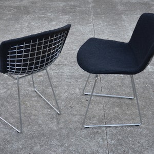 Vintage Bertoia Side Chairs with Full Cover Black Upholstery by Harry Bertoia for Knoll Pair image 4