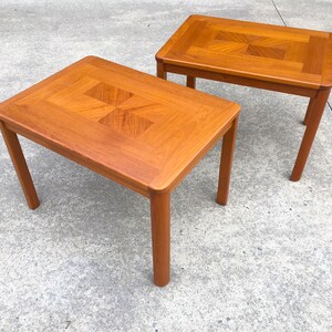 Danish Modern Teak Side Tables and Matching Coffee Table by Uldum Møbelfabrik, Denmark Set of 3 image 8