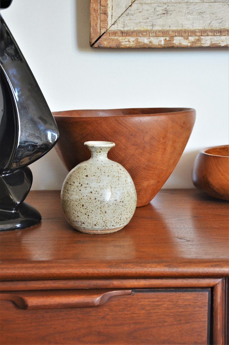 Speckle Glazed Vessel Weed Pot Vintage Hand Thrown Studio Art Pottery Vase