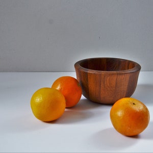Small Staved Teak Danish Modern Wooden Bowl by Dansk, 6.25&quot; Diameter