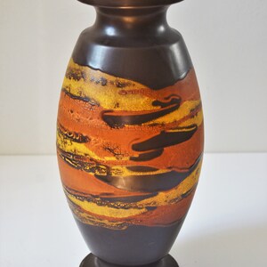 Mid-Century Royal Haeger Drip Glaze Earth Wrap 13.5 Vase in Brown with Yellow and Orange image 2