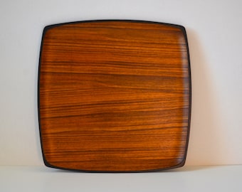 Vintage Danish Modern 12.5&quot; Square Wooden Tray, Made in Japan
