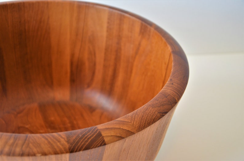 Staved Teak Danish Modern wooden Bowl by Dansk XL Extra Large 14 image 7