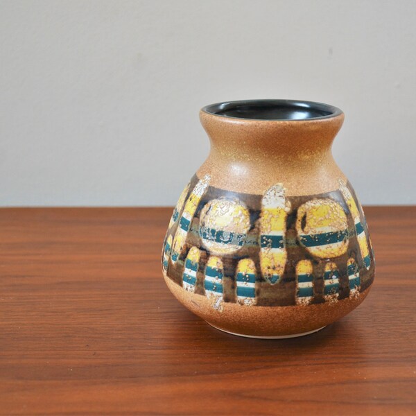 Vintage Mid-Century Modern Hand Painted Pottery Vase by Lapid Israel