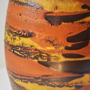 Mid-Century Royal Haeger Drip Glaze Earth Wrap 13.5 Vase in Brown with Yellow and Orange image 6